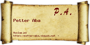 Petter Aba névjegykártya